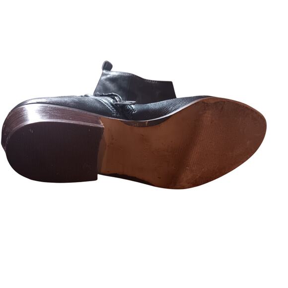 J.Crew Sawyer Ankle Boots-Black Leather-stacked wood heel size 7.5 - Picture 5 of 5